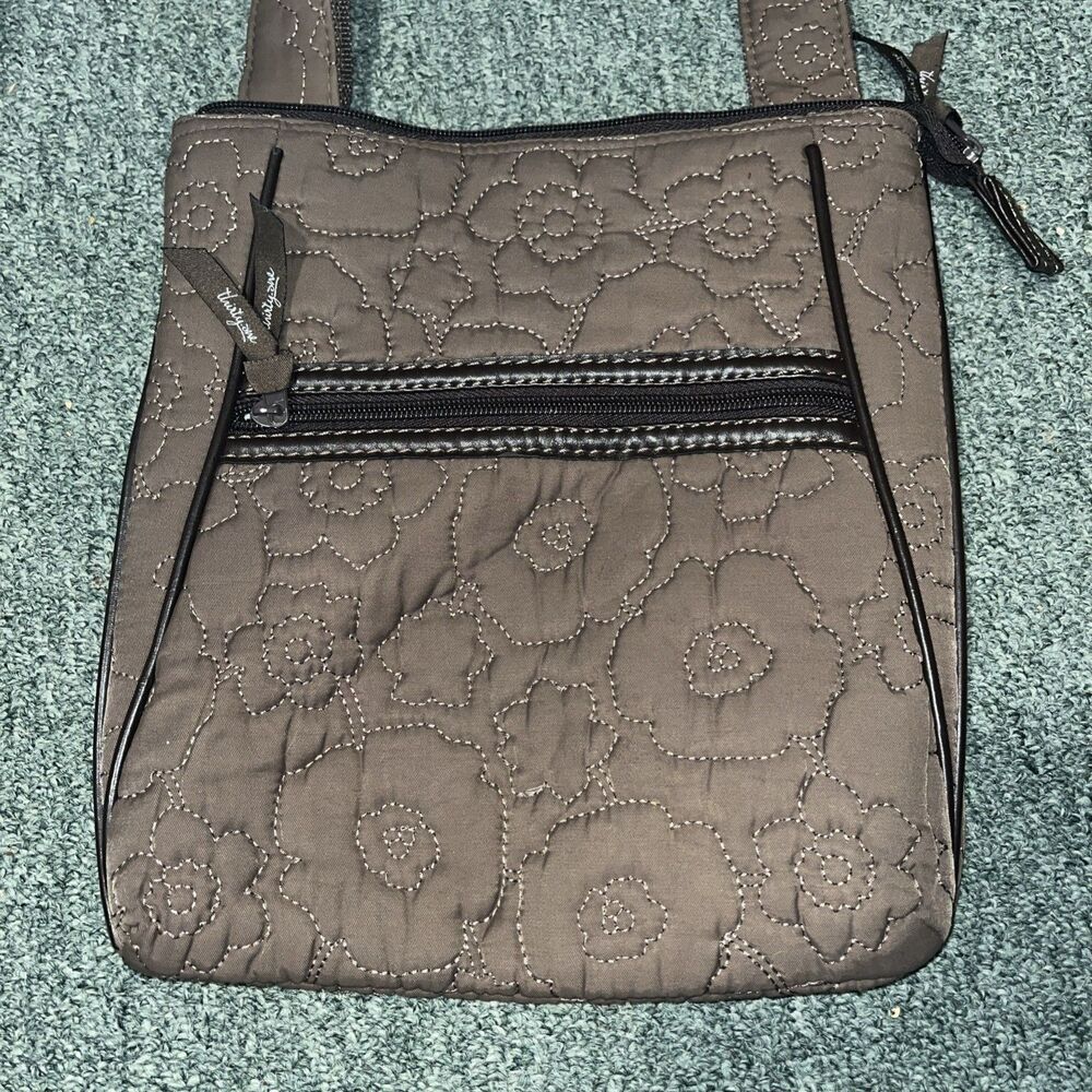 Thirty-One Brown Quilted Crossbody Messenger Bag Adjustable Strap 10x11